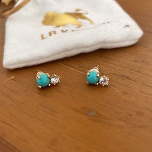 La Kaiser Turquoise and Diamond Doublet Studs
